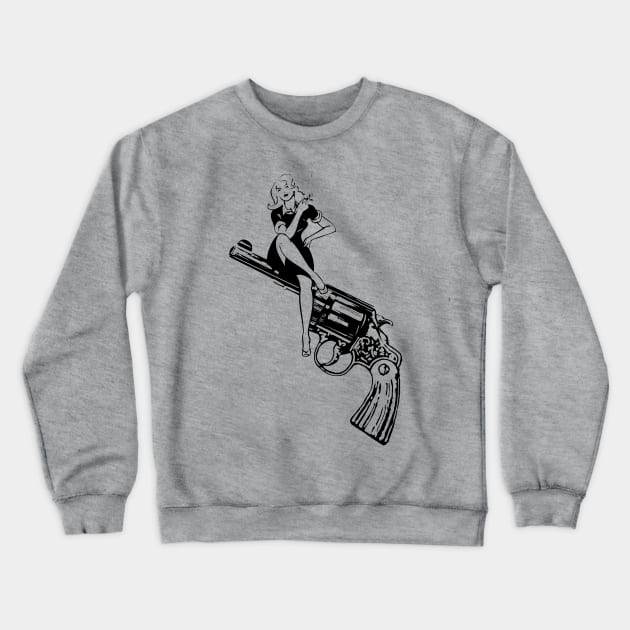 Dame on a gun Crewneck Sweatshirt by lavdog